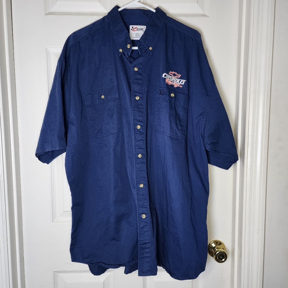 Chase Authentics Chevrolet Racing Navy‎ Button-Up Men's Shirt XXL